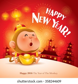 Happy New Year! The year of the monkey. Chinese New Year 2016. 