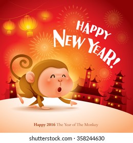 Happy New Year! The year of the monkey. Chinese New Year 2016. 