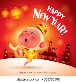 ¡Feliz Año Nuevo! El año del mono. Año Nuevo Chino 2016. 