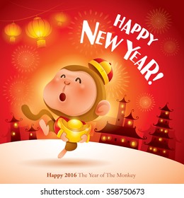 Happy New Year! The year of the monkey. Chinese New Year 2016. 