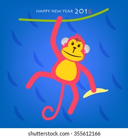 Happy New Year "Monkey" year concept 2016 on blue background