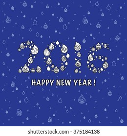 Happy New Year monkey faces postcard