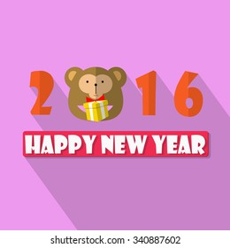Happy new year of monkey flat design