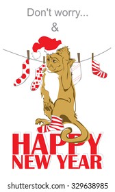 Happy new year monkey postcard