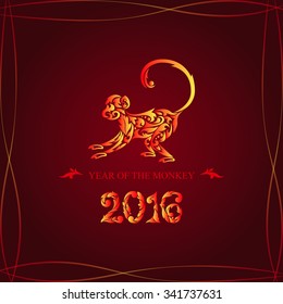 Happy new year of the monkey.Vector illustration.