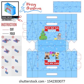 happy new year mouse. paper bag template
