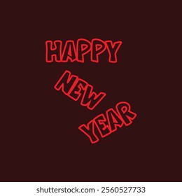 Happy new year neon sign fluorescent light glowing on banner background. Text happy new year by neon lights sign.