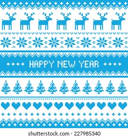 Happy New Year - Nordic winter blue pattern 