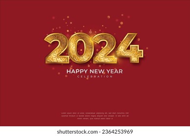 Happy New Year Number Logo Material for Happy New Year 2024 celebration. Premium design vector for Poster