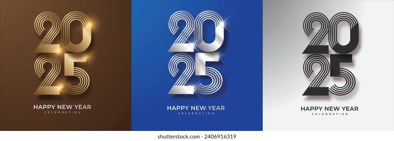 Happy New Year Number Logo Material for Happy New Year 2025 celebration. Premium design vector for Poster