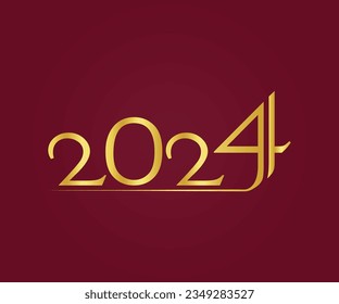 Happy new year with numbers 2024 and Golden color design   