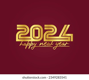 Happy new year with numbers 2024 and Golden color design   
