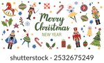  Happy New Year Nutcrackers . Poster. Christmas illustration. Interior poster. 
