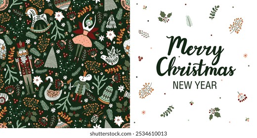  Happy New Year Nutcrackers . Poster. Christmas illustration. Interior poster. 
