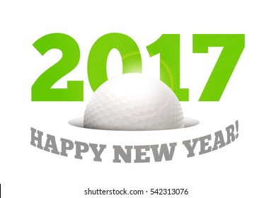 Happy New Year on the background of a golf ball. Vector illustration