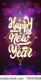Happy New Year on the background light bokhe. Can be used for your design.