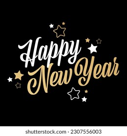 Happy New Year on black background