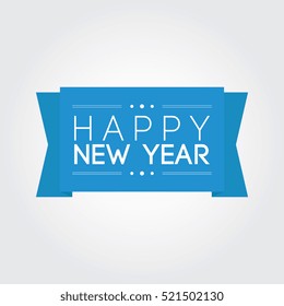 happy new year on blue ribbon