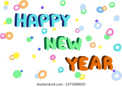 Happy New Year on circle dot background