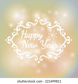Happy New Year on colorful lights Background. Vector illustration.