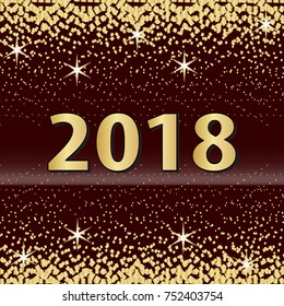 Happy New Year on a dark red background with sparkles