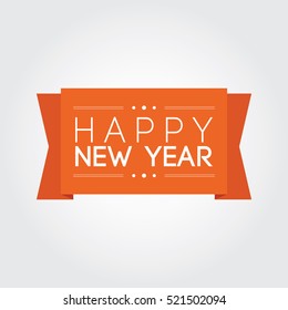 happy new year on orange ribbon