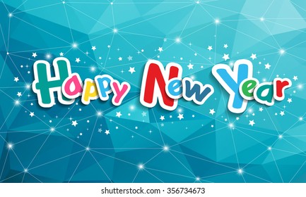 happy new year on polygon background, vector design element illustration