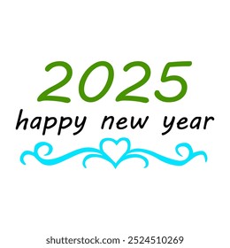  Happy New Year on white background.