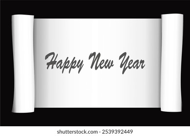 happy new year on white paper roll background