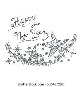 Happy new year ornament, vector illustration 