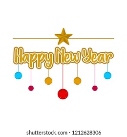 Happy new year with ornaments. Vector illustration design