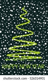 Happy New Year outline greeting card or background. On a dark blue background card with fir with snow. Greeting card with Christmas tree. logo fir tray
Greeting card with Christmas tree 