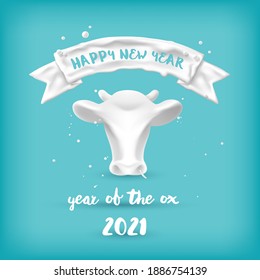 Happy new year with year of the ox, Milk product concept, Vector illustration and design.