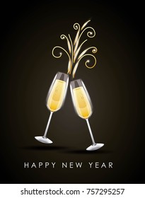 happy new year pair of champagne glass cheers drink celebration