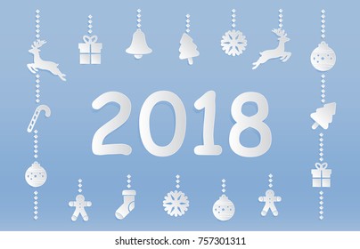 Happy new year paper art and craft style vector illustration
