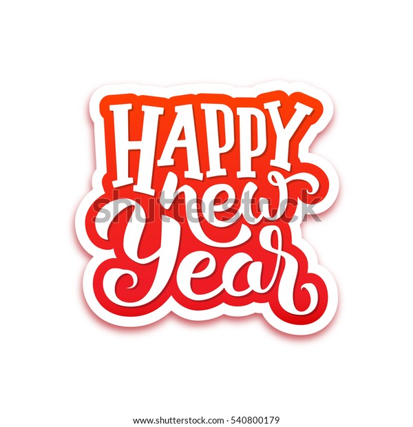 Happy New Year Paper Label Typographic Stock Vector (Royalty Free