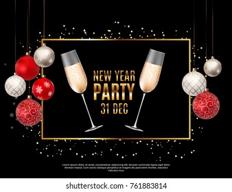 Happy New Year Party 31 December Poster Vector Illustration EPS10