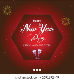 Happy new year party banner design template.