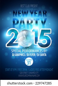 Happy New Year party flyer. Vector template