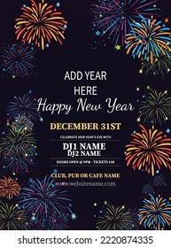 happy new year party poster flyer or social media post template design