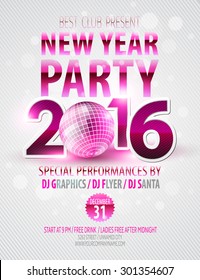 Happy New Year party poster. Vector template EPS 10