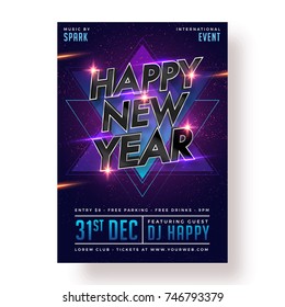 Happy New Year Party Poster, Banner or Flyer Design.