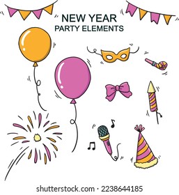 Fiesta de Año Nuevo Feliz, vector de Año Nuevo Feliz, diseño de fiesta de Año Nuevo, fiesta de Año Nuevo Feliz