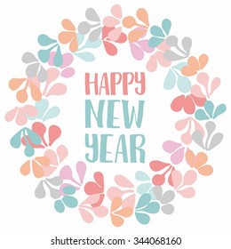 Happy New Year pastel vector card