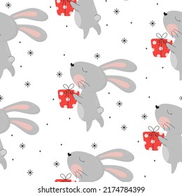 Happy new year pattern with cute bunny