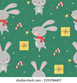 Happy new year pattern with cute bunny