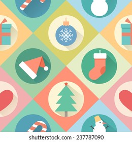 Happy New Year pattern. Vector illustration of flat design