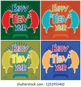 Happy new year.
Pig congratulates on a holiday, an image of a holiday according to an east horoscope.