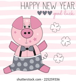happy new year pig vector illustration