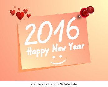 Happy New Year Ping with welcome Heart 2016 Eps10.